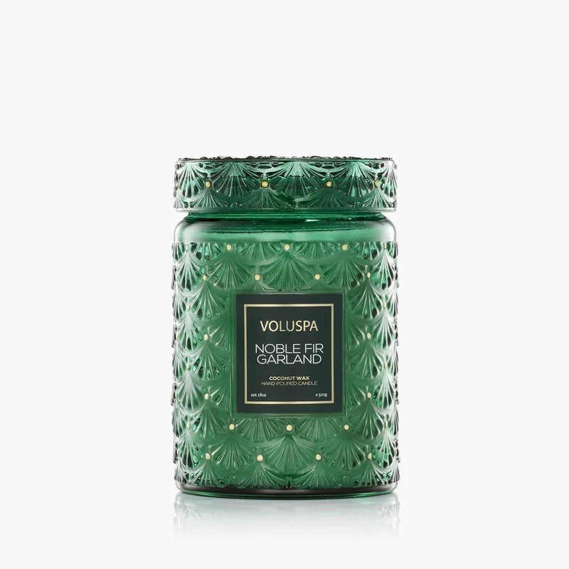 Noble Fir Garland Large Glas Jar Candle