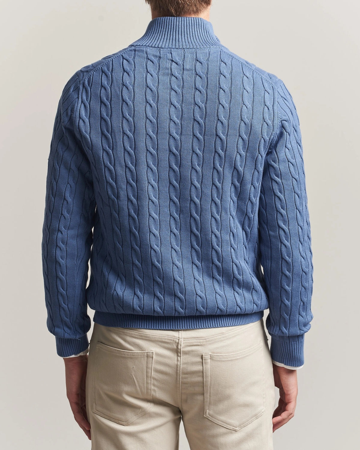 Cotton Cable Half Zip blue horizon