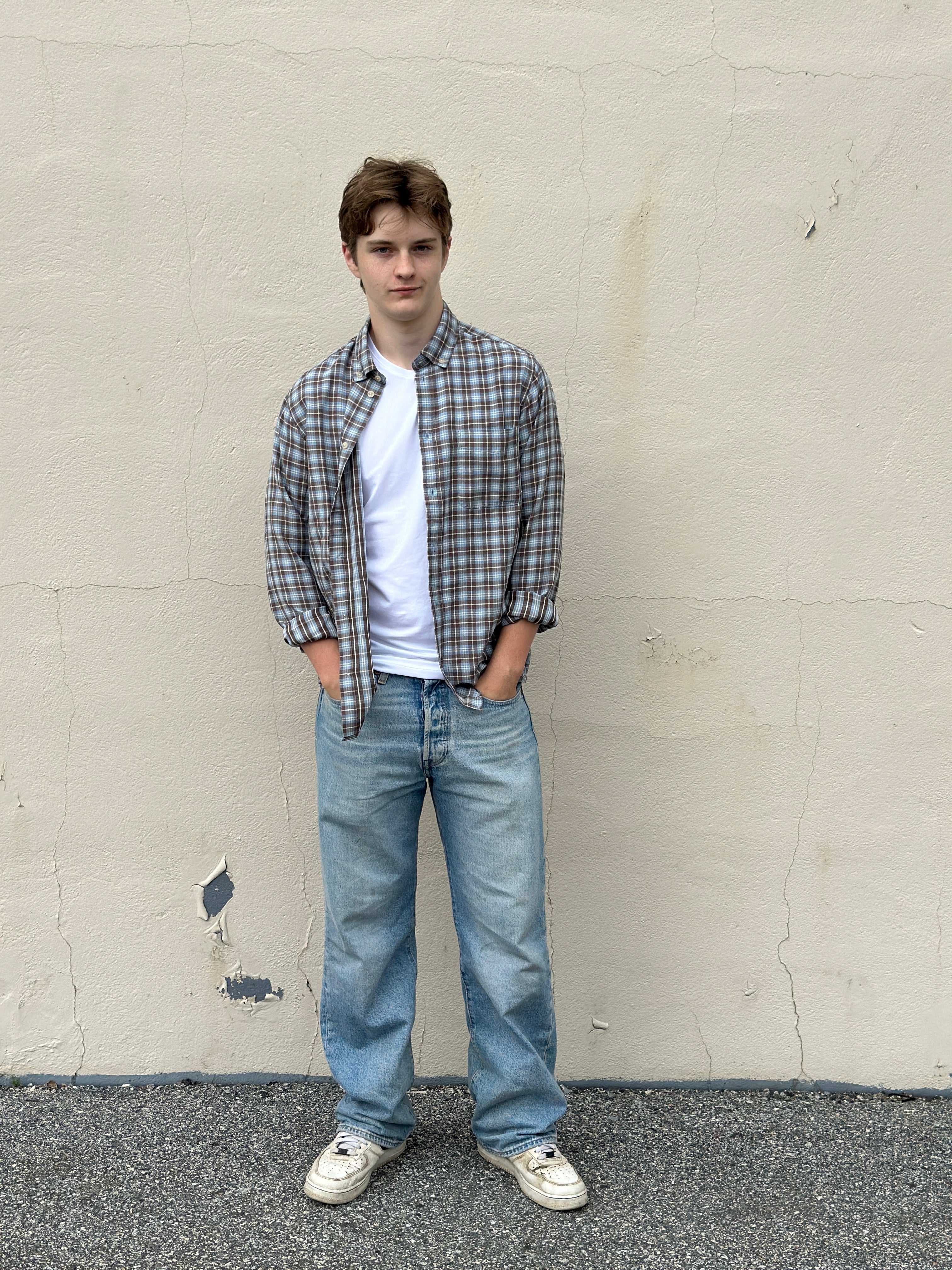 Check Shirt Faded Denim Blue