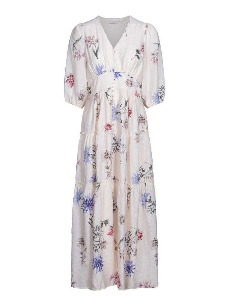 Modena Dress Cream Flower Print