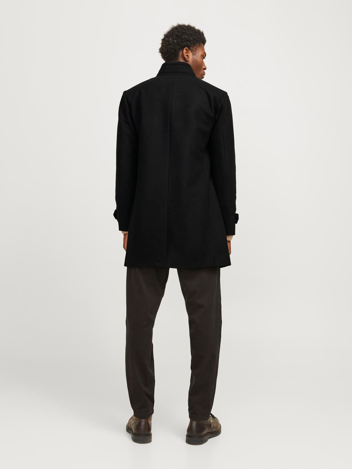 Melton Wool Blend Coat Black