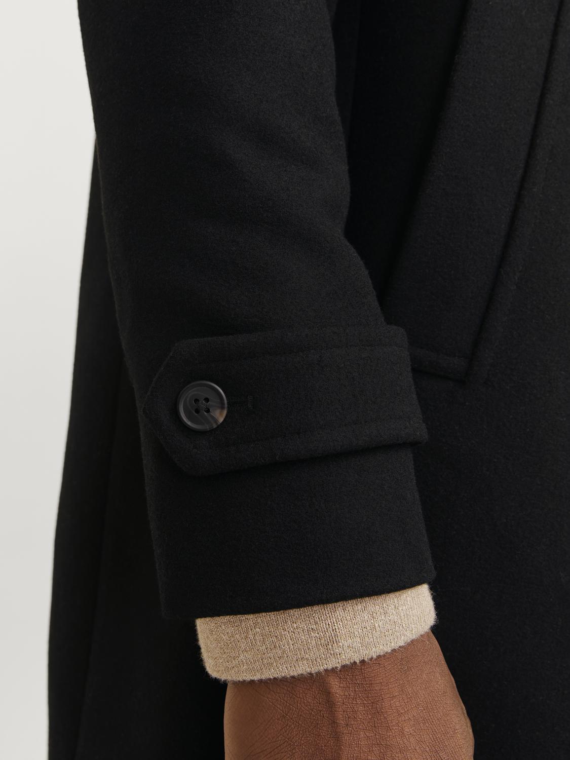 Melton Wool Blend Coat Black
