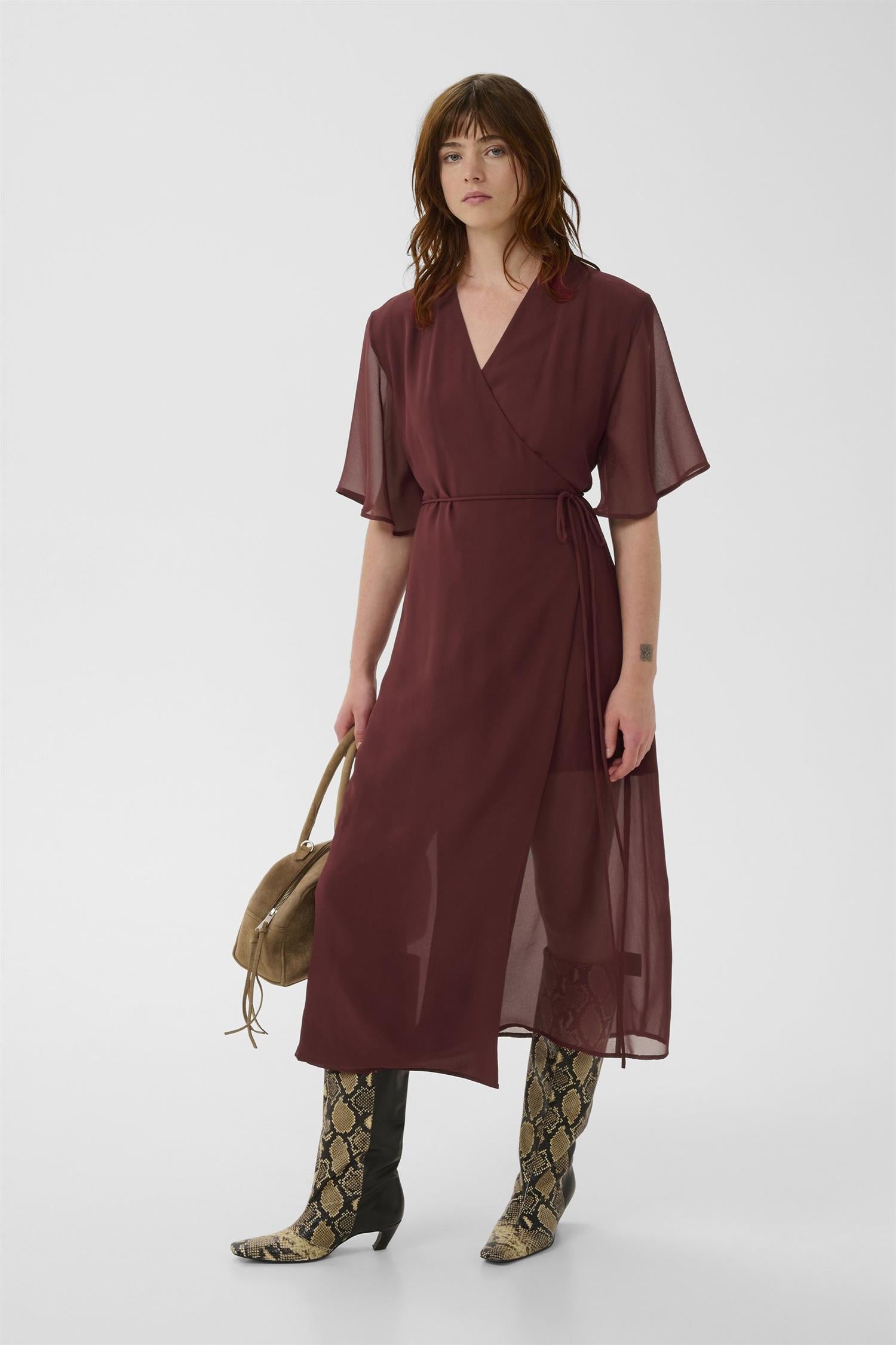 Gzdorah Wrap Dress Cabernet