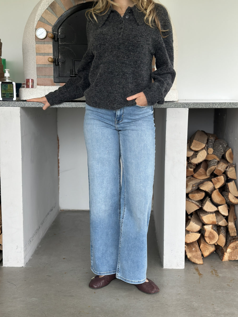 Madison Blush HW Wide Light BLue Denim