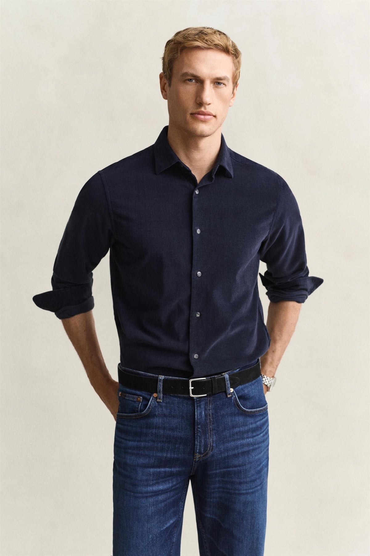 Reg Baby Cord Shirt Evening Blue