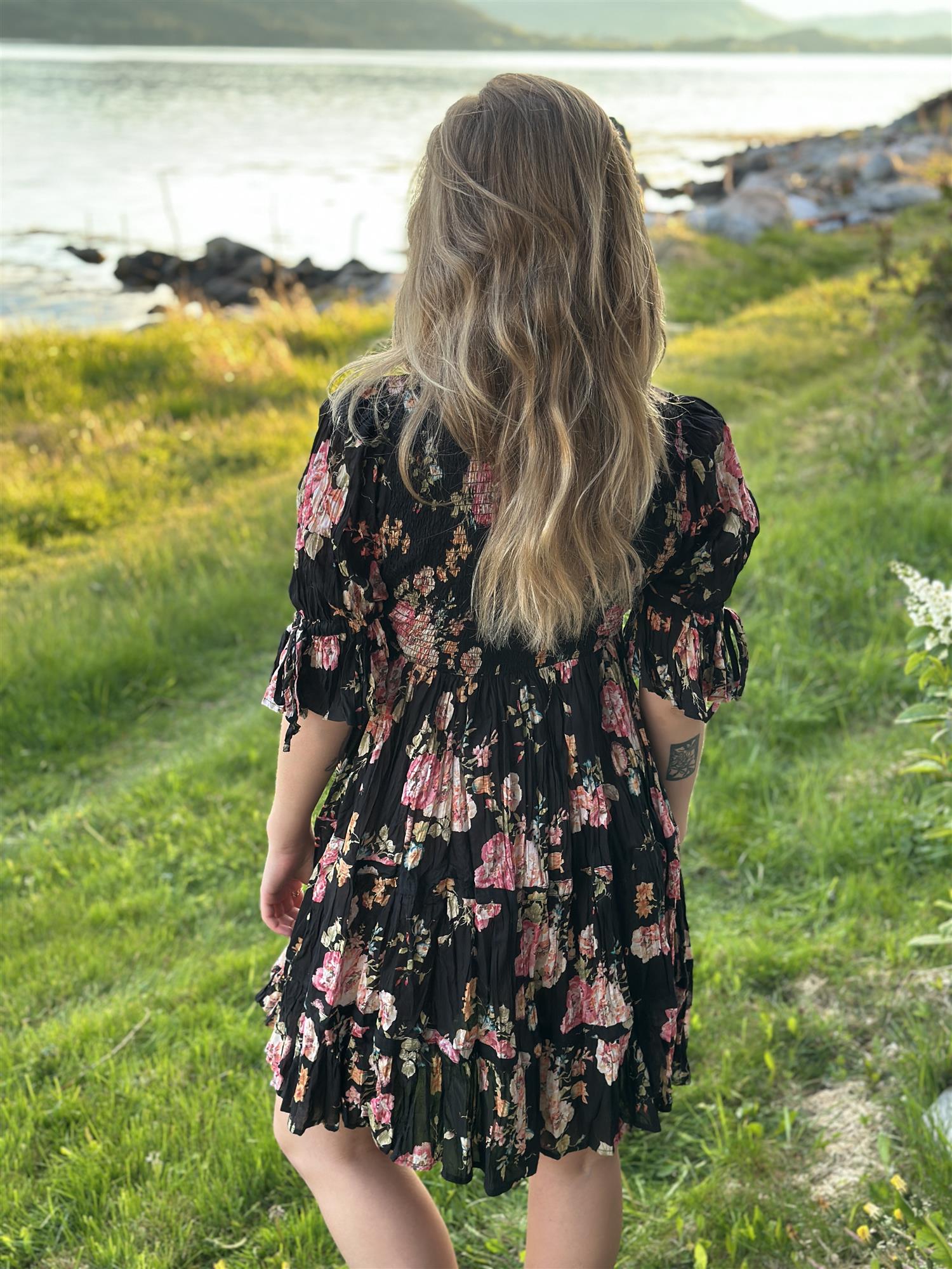 Twisted Mini Dress Midnight Blossom