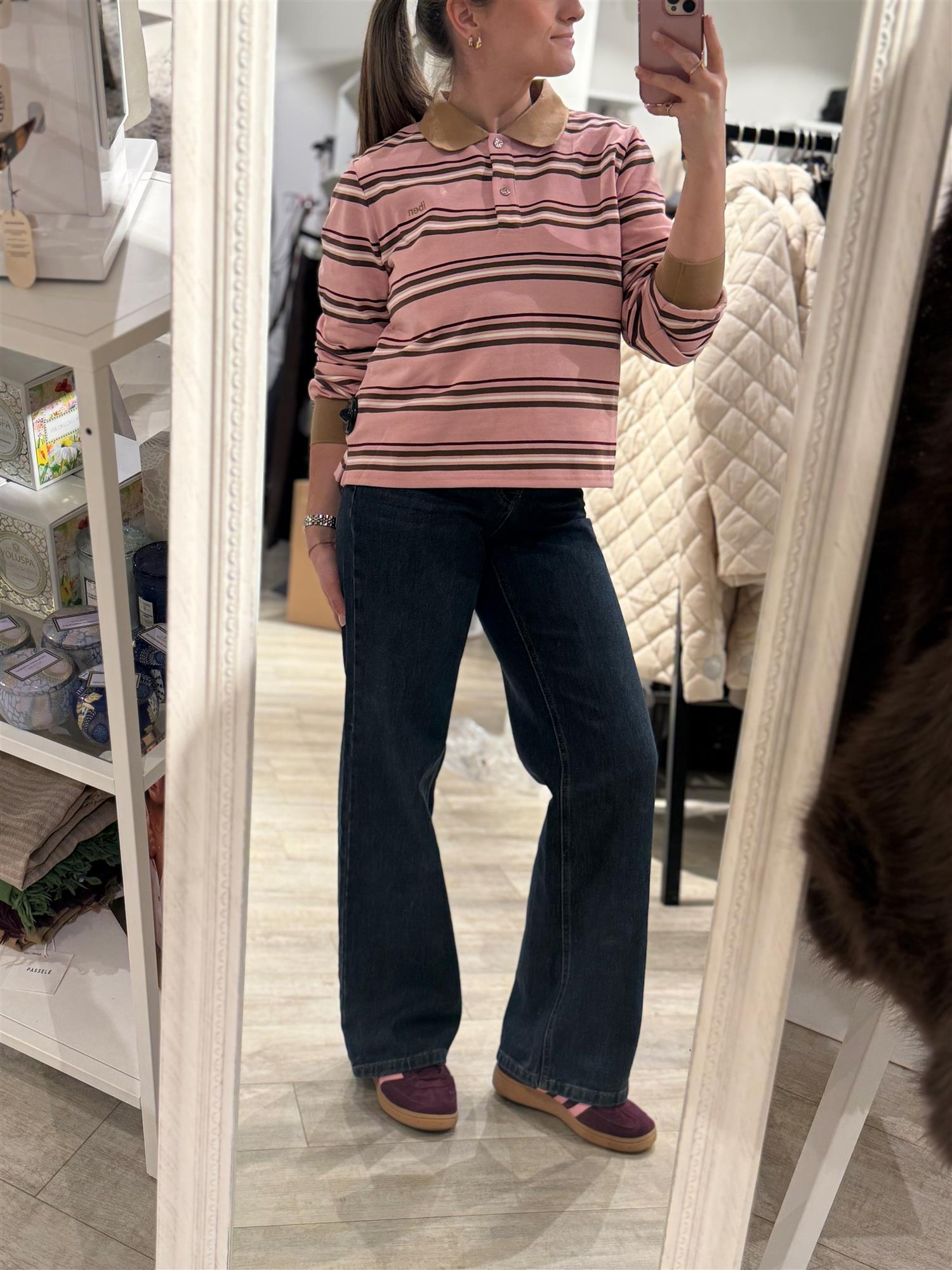 Grit Pique Sweater Blush Stripe