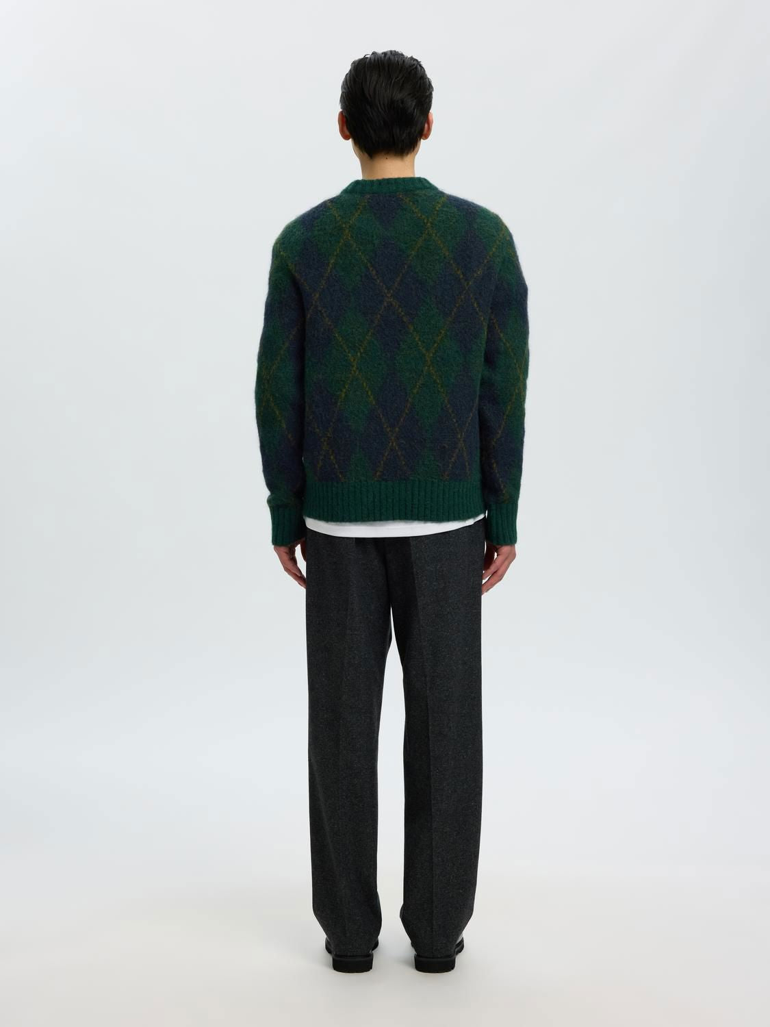 Slmrai Ls Knit Argyle Crew Neck Pine Grove Navy Blazer