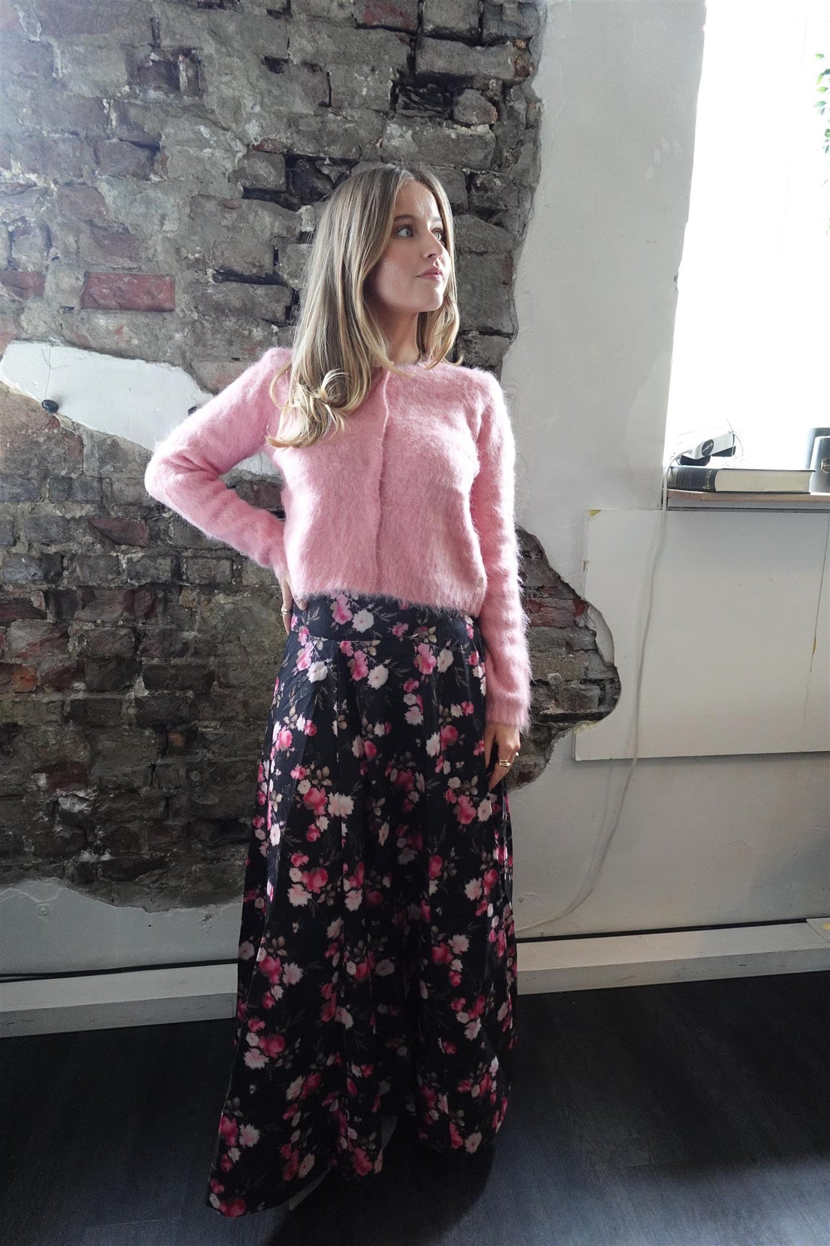 Hairy Knit Jacket Pink