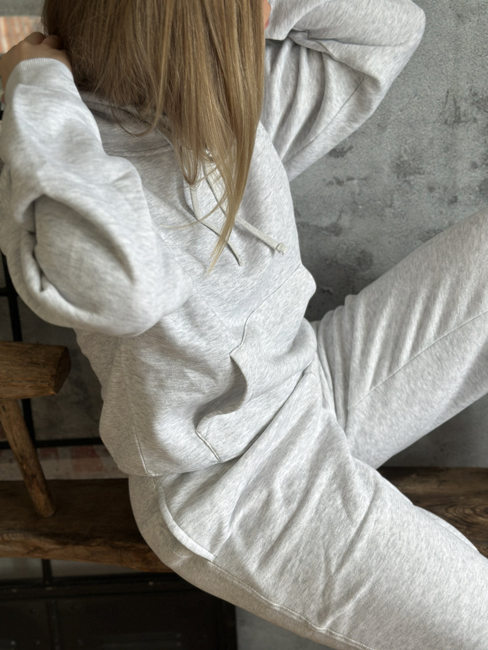 Best Life l/s Hood Light Grey Melange