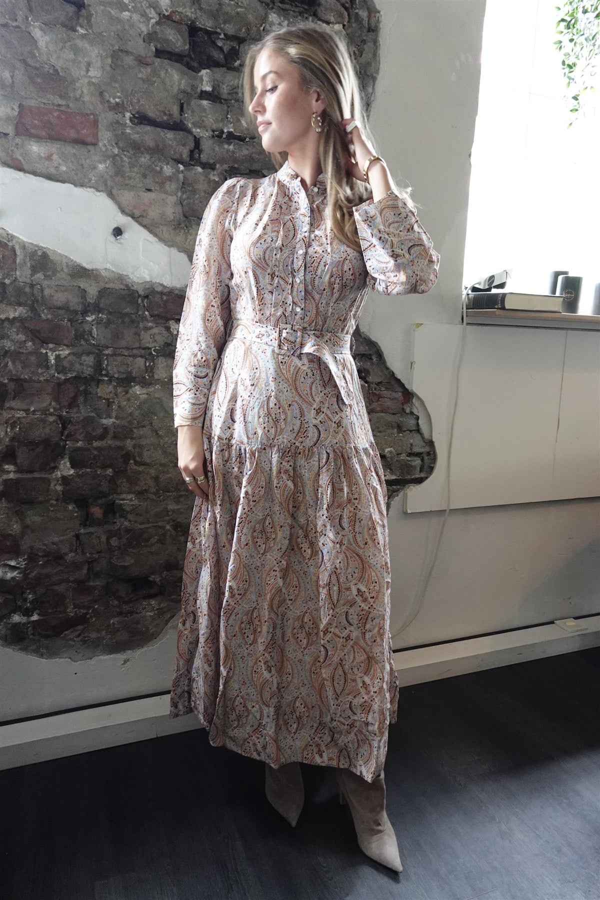 Striped Organza Belt Dress Delicate Paisley