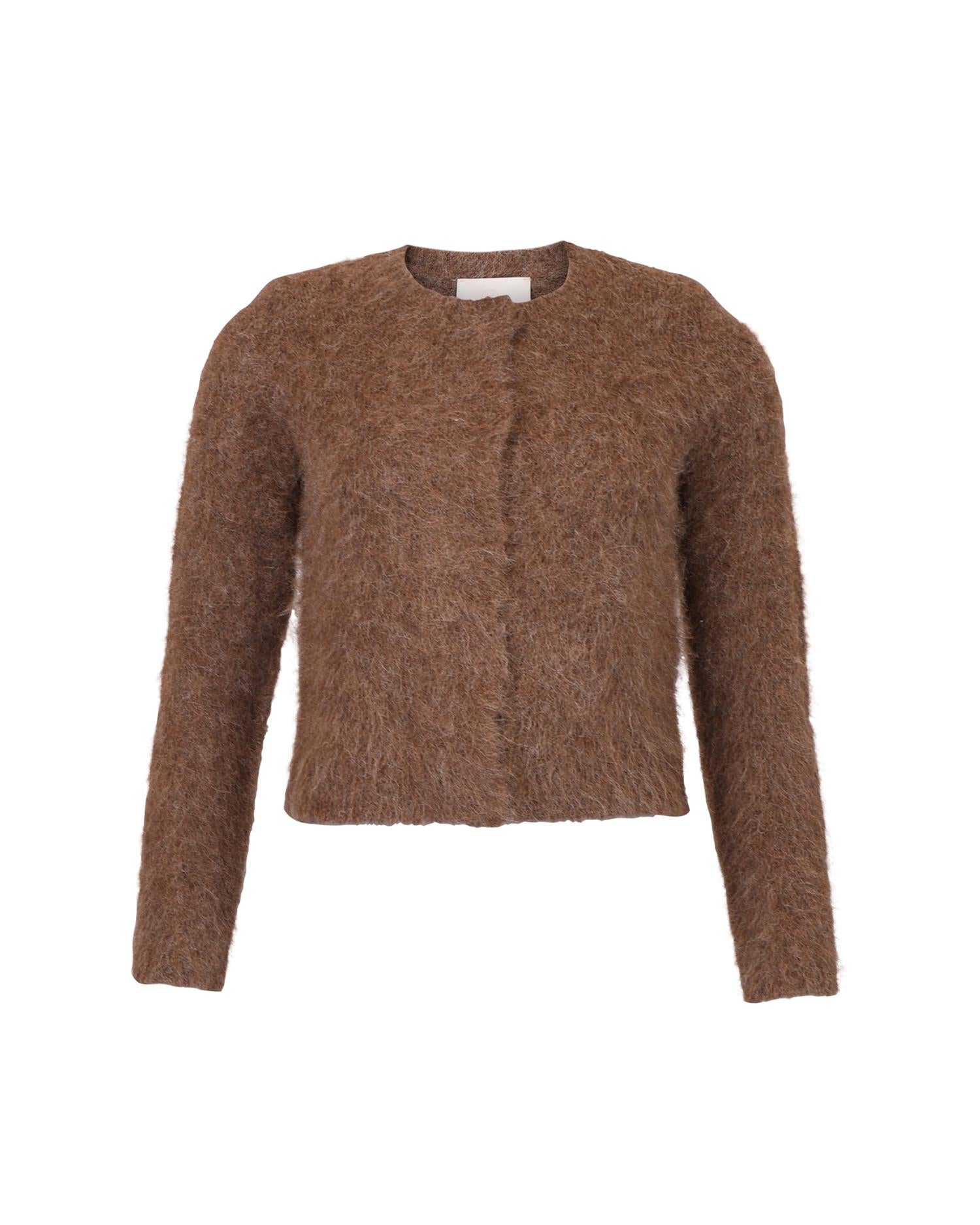 Hairy Knit Jacket Brown