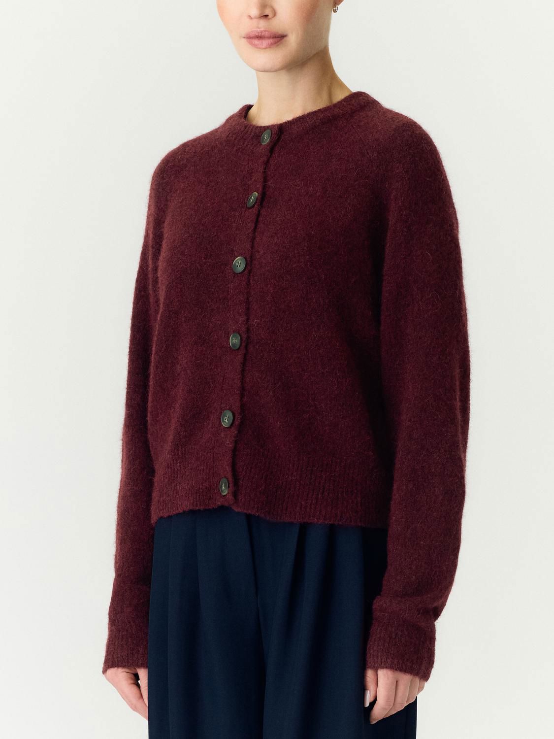 Yasjohi Ls Wool Blend Cardigan Port Royale