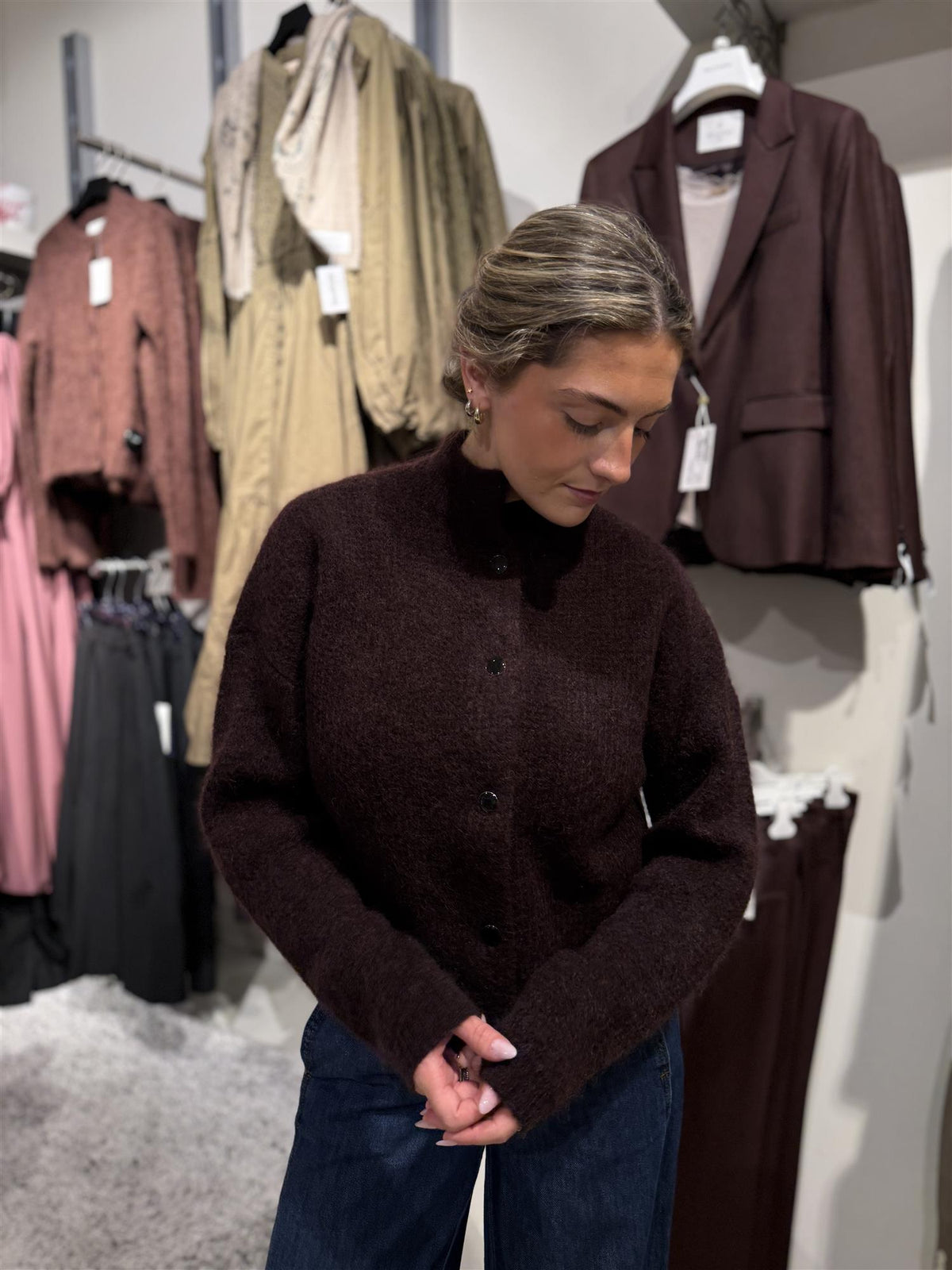 Debbie Cardigan Plum Melange