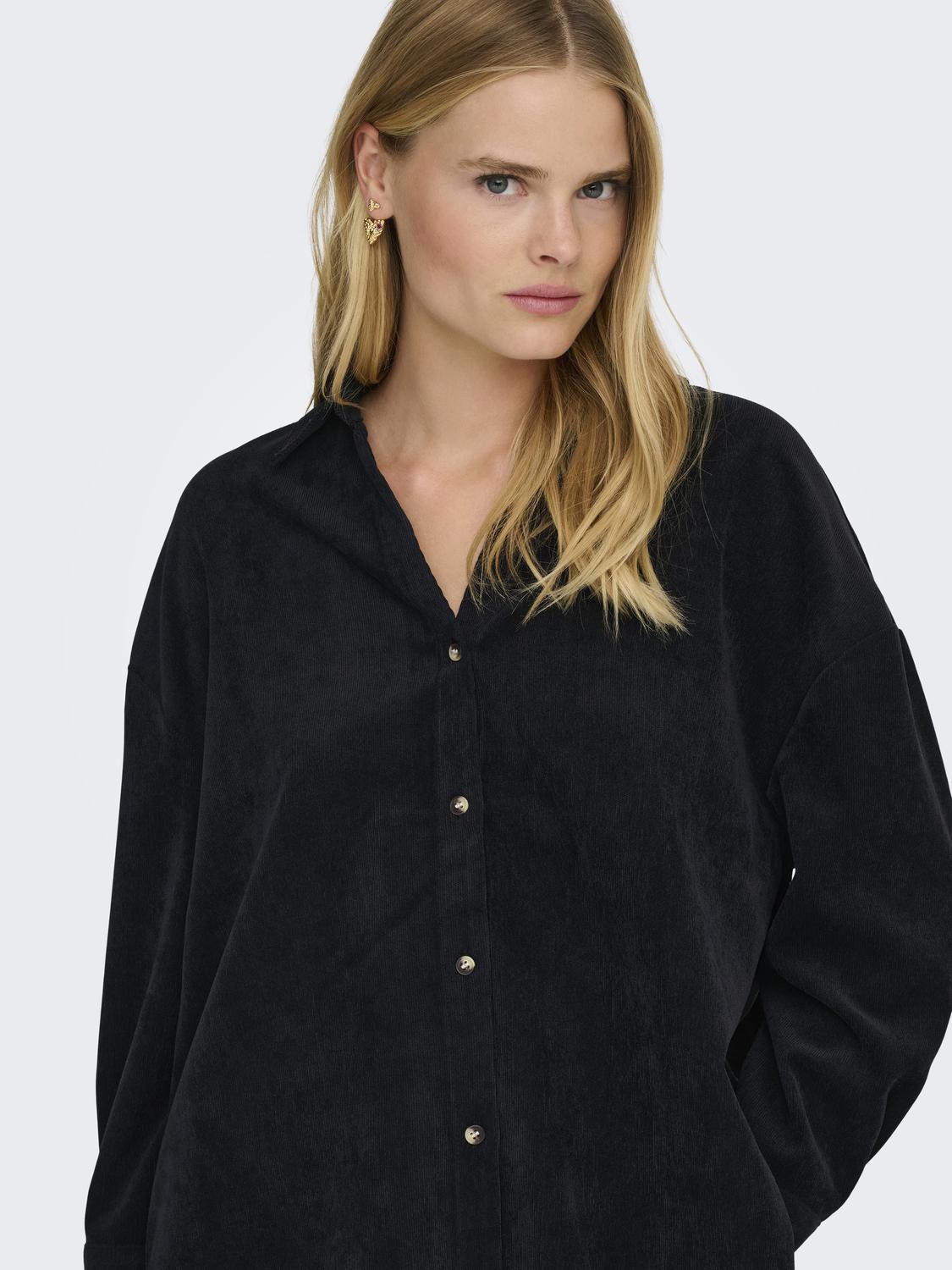 Marike Cord Loose Shirt Black