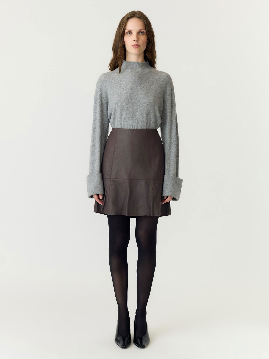 Yascolly Mw Naplon Leather Skirt Chocolate Brown