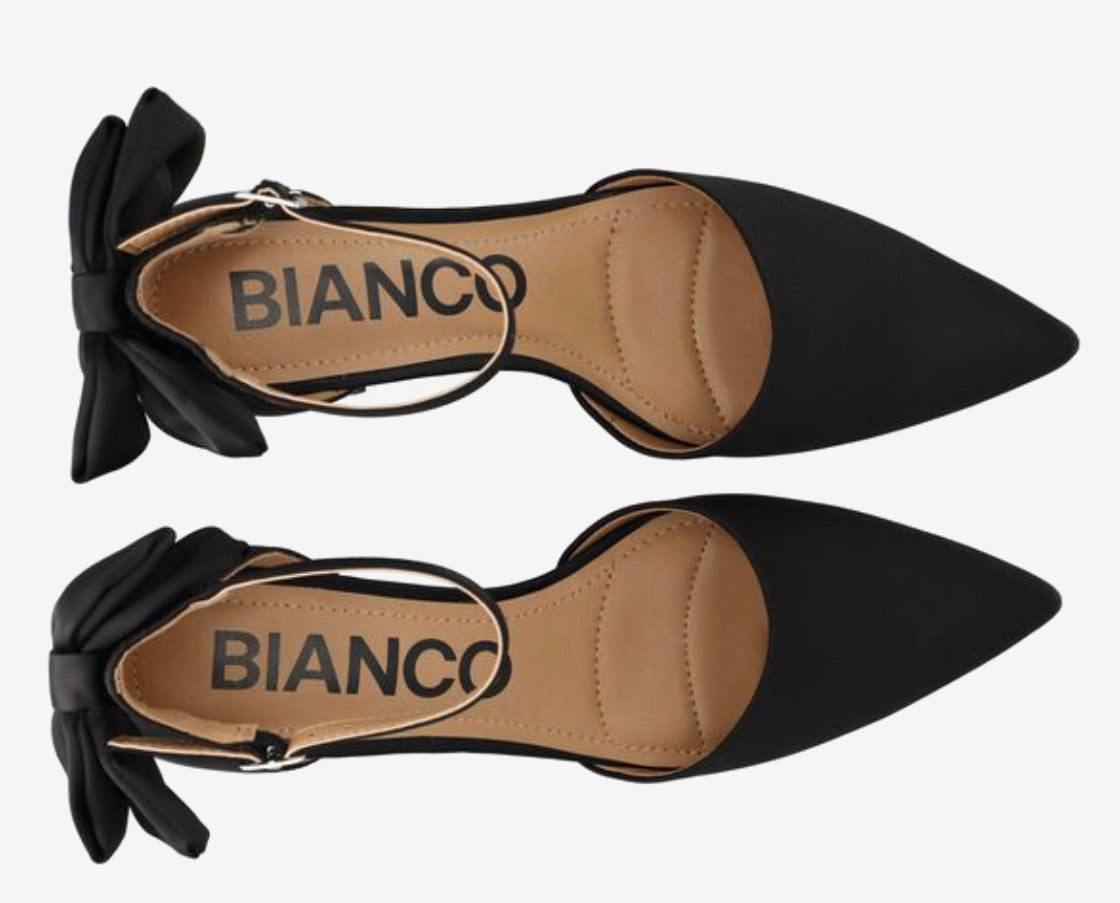 Biadevived Pump Back Bow Satin Black