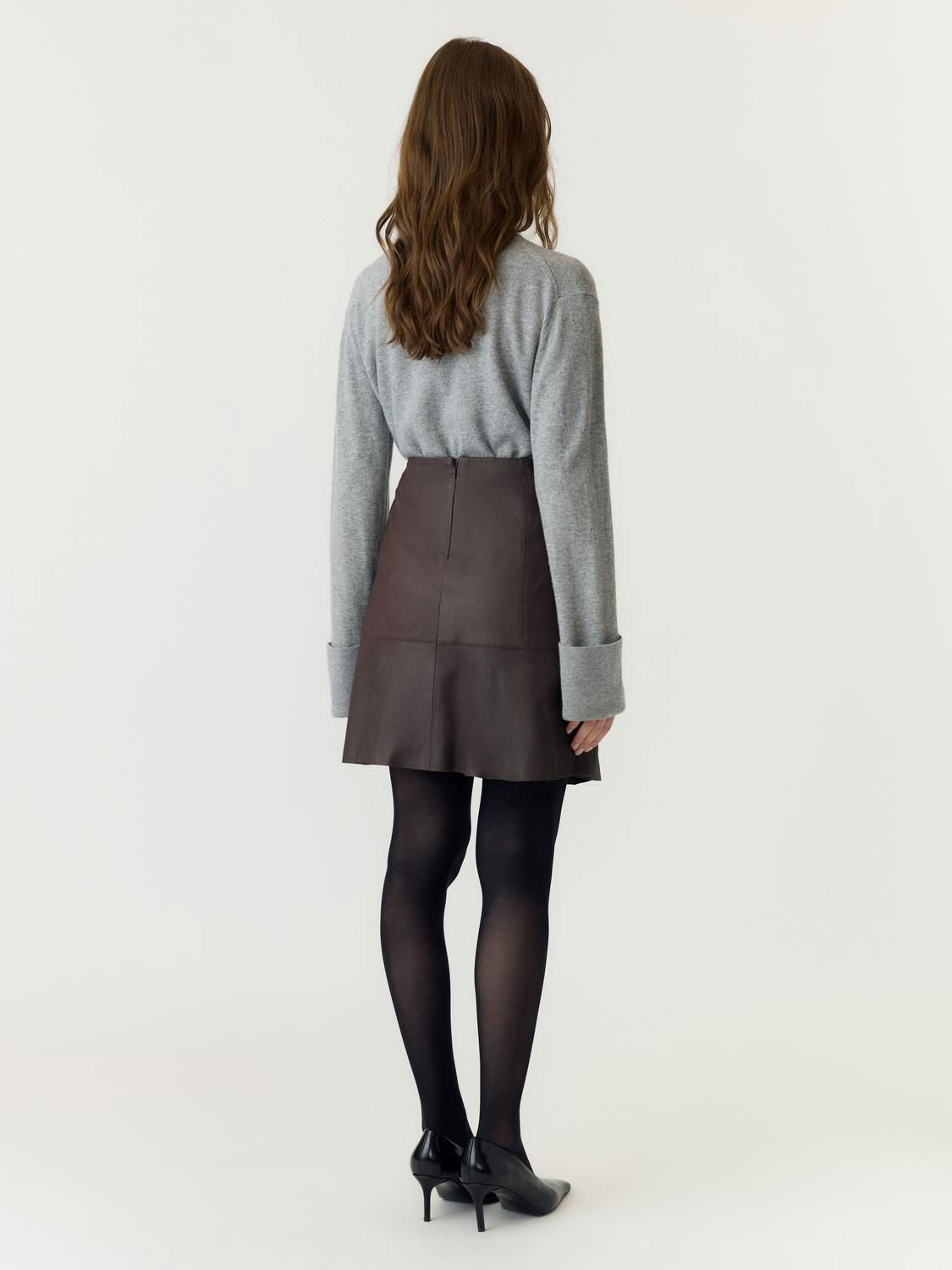 Yascolly Mw Naplon Leather Skirt Chocolate Brown