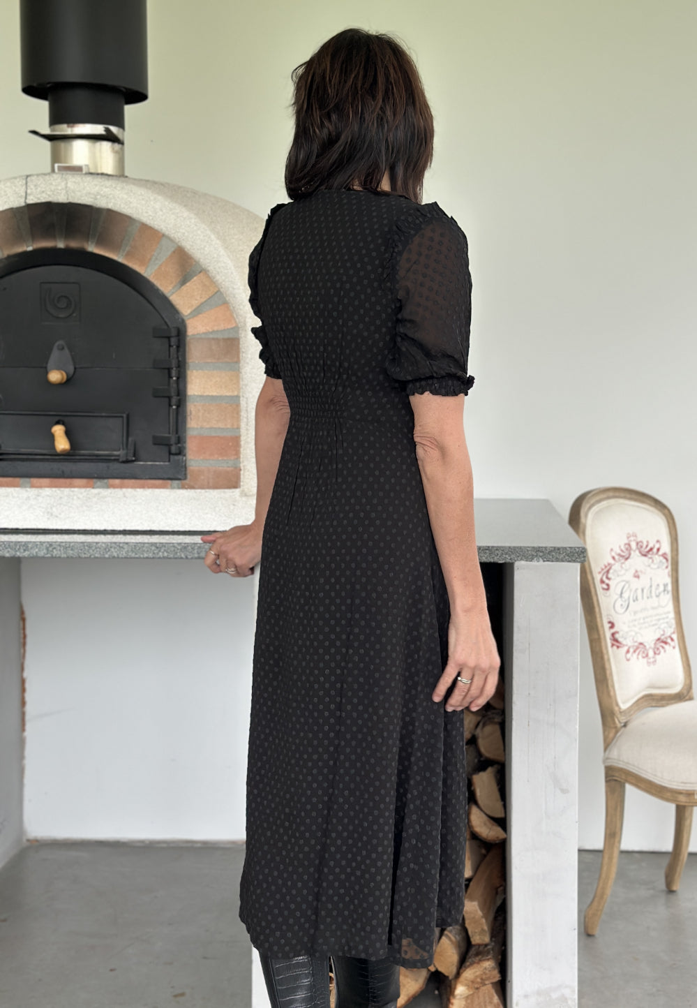 venia dress black dot