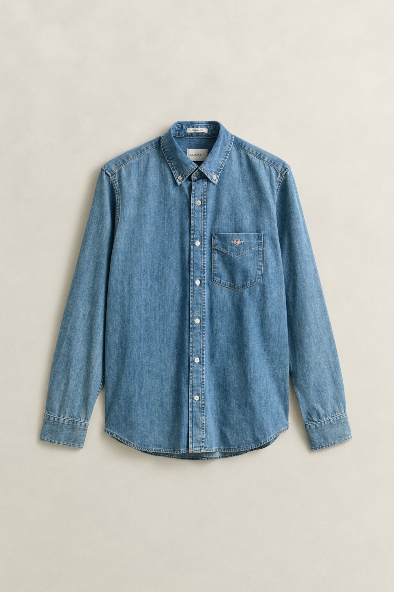 Reg Denim Shirt Semi Light Blue Worn In
