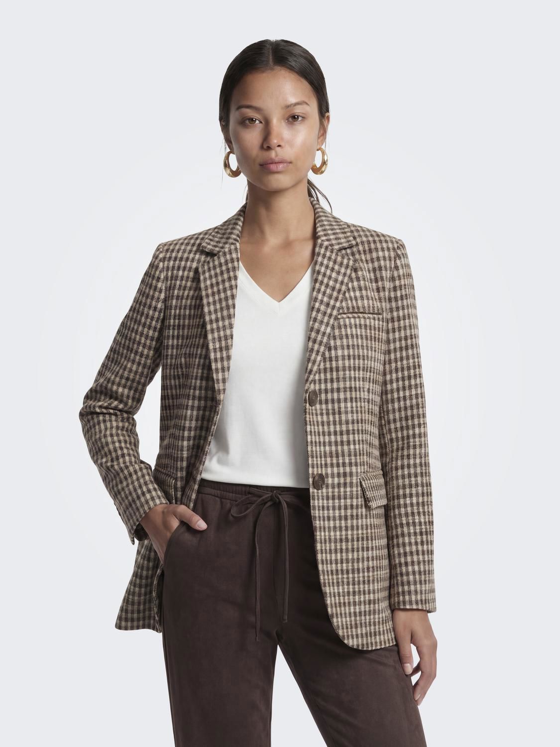 Onlgolden L/s Loose Check Blazer After Dark Birch