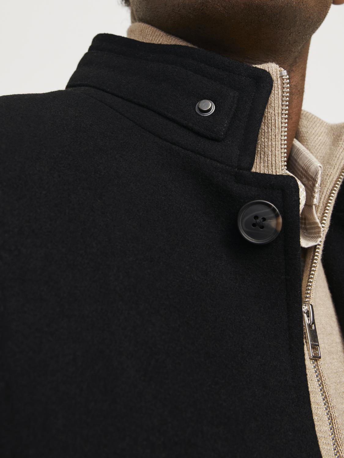 Melton Wool Blend Coat Black