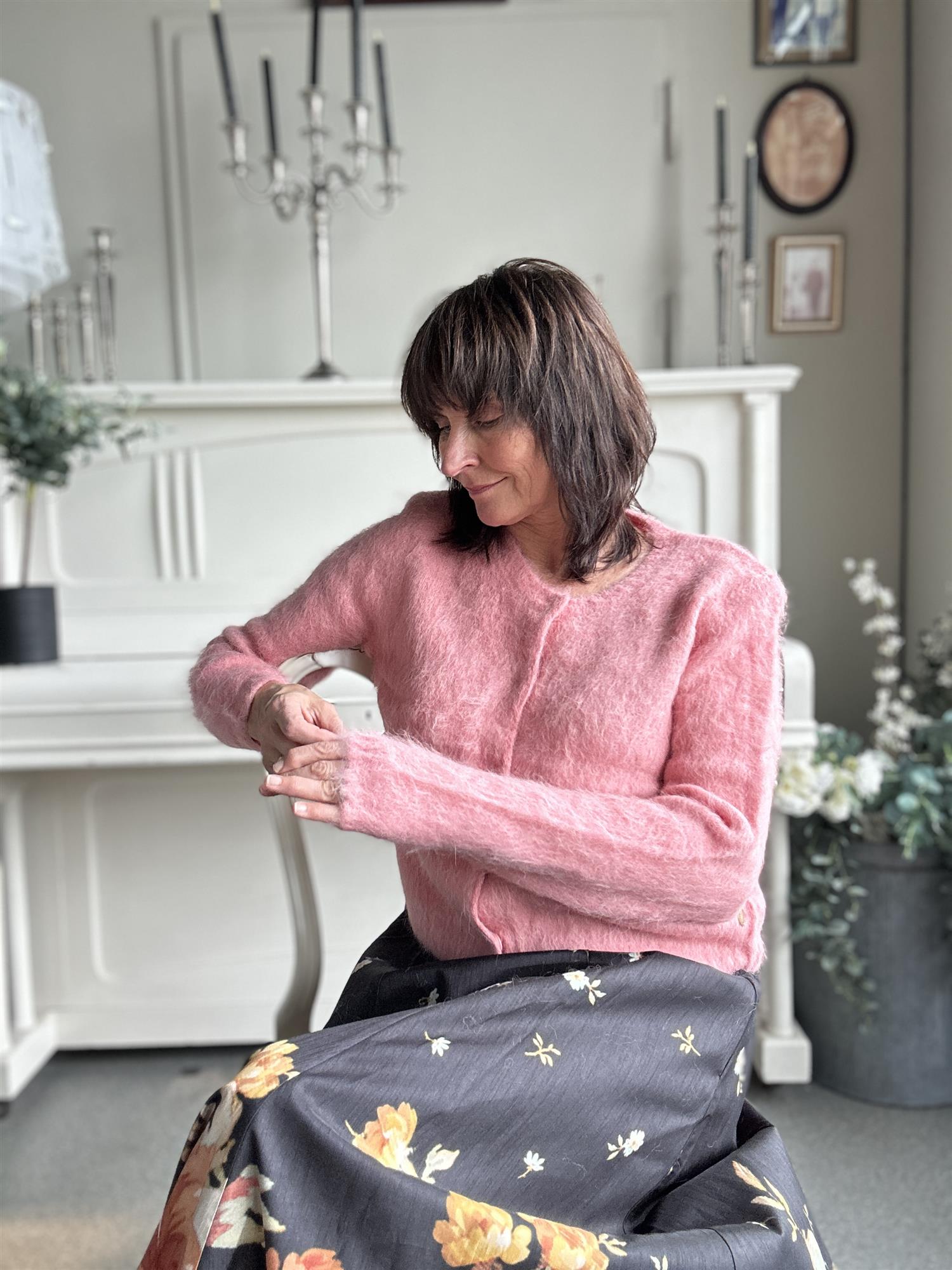 Hairy Knit Jacket Pink