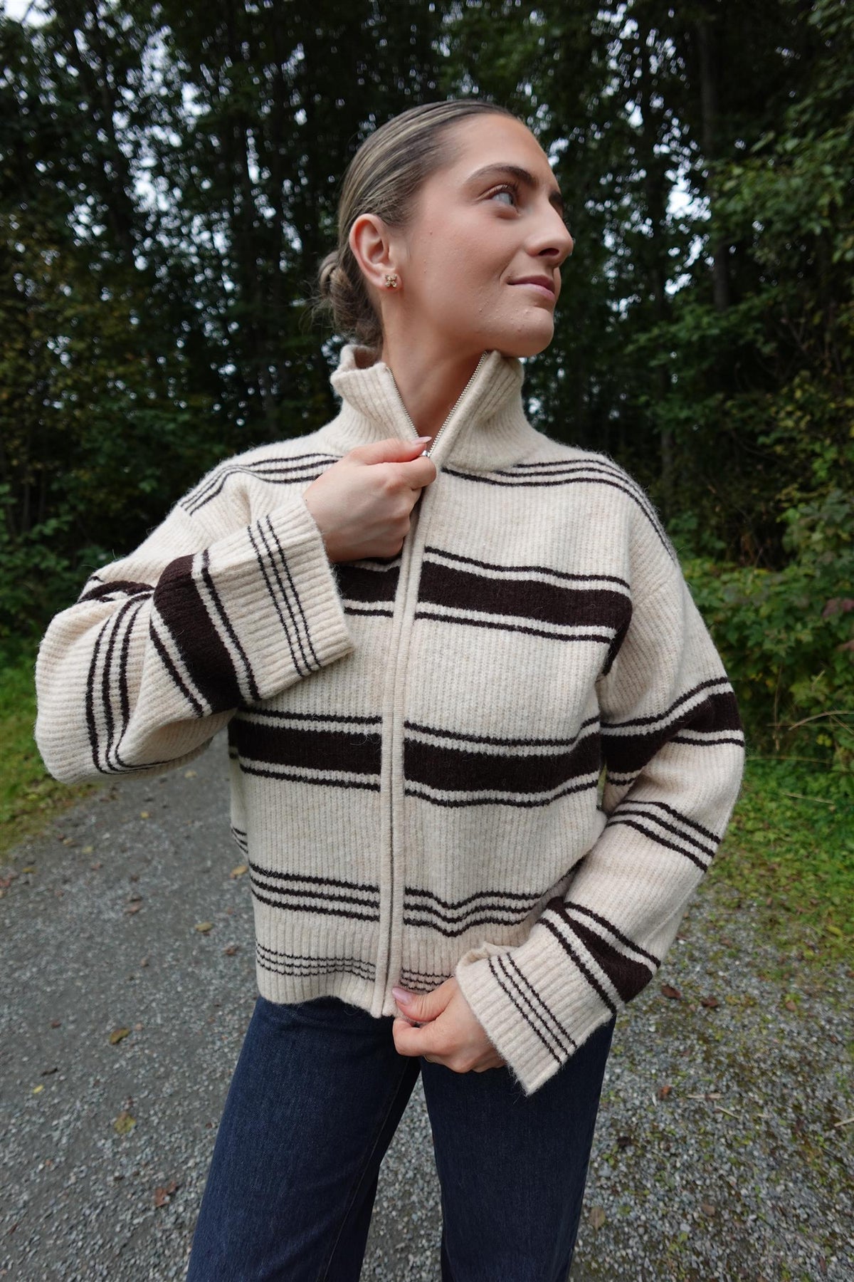 Camiriapw Pullover Off White w Brown Stripes