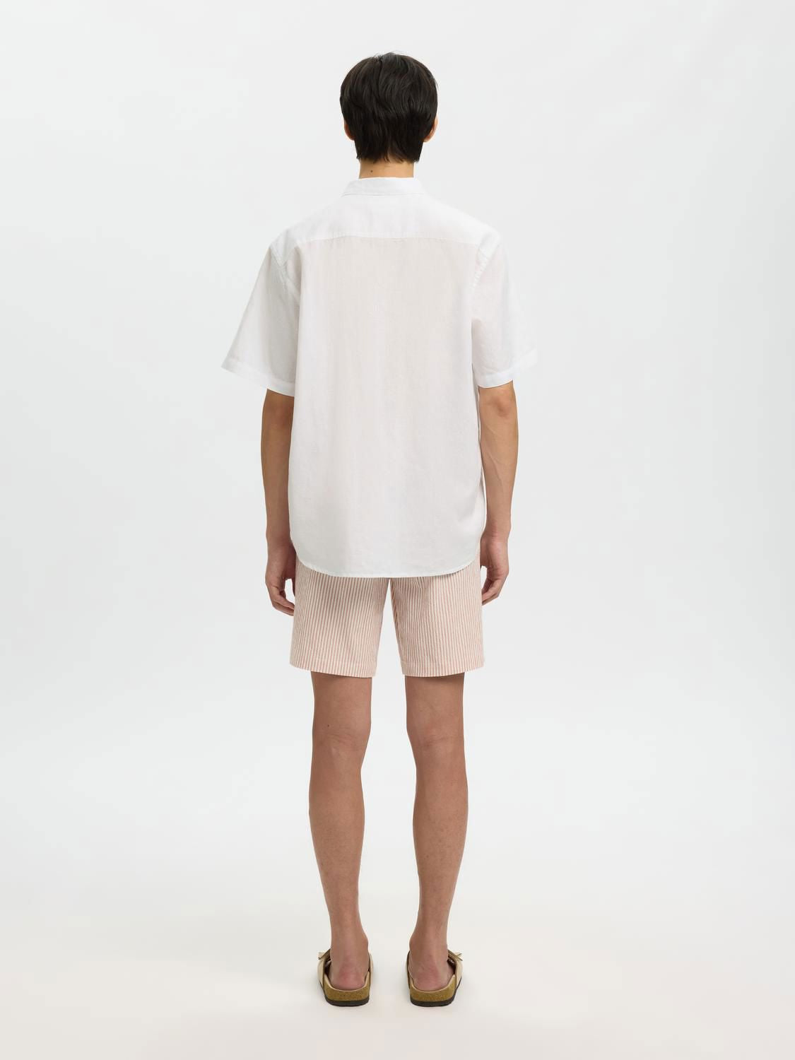 Slmregclaus Clay Linenblend Ss Shirt Bright White