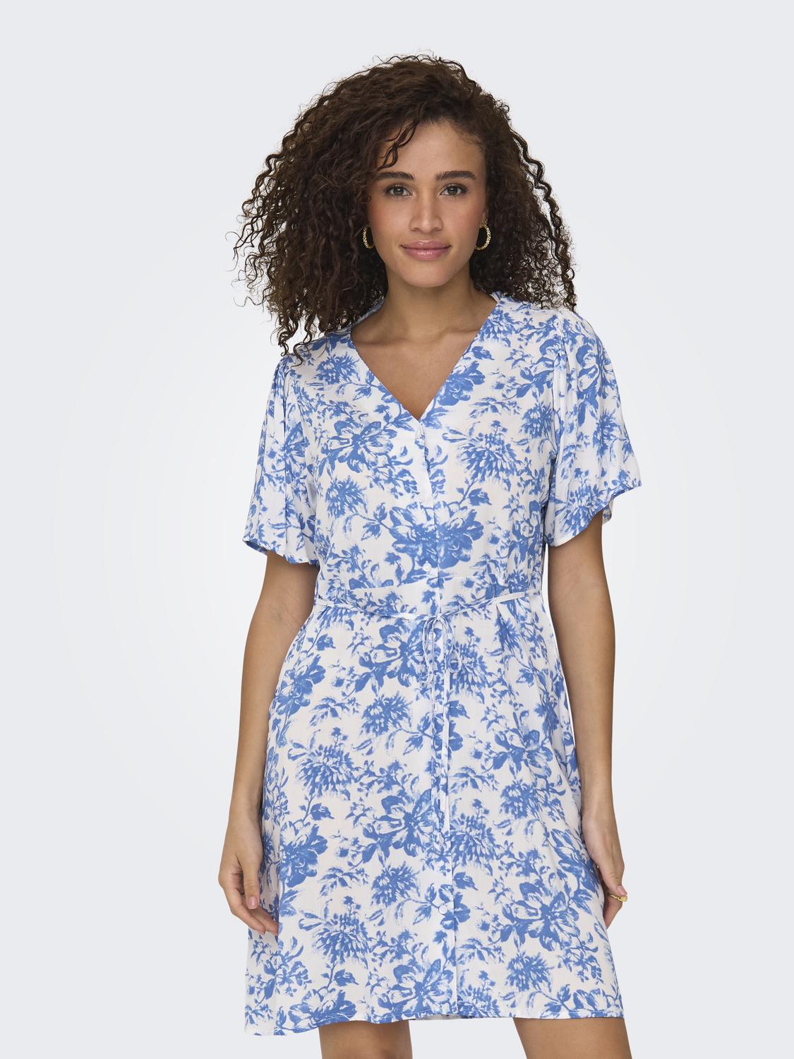 Evida ss short dress BIG BLUE FLOWER