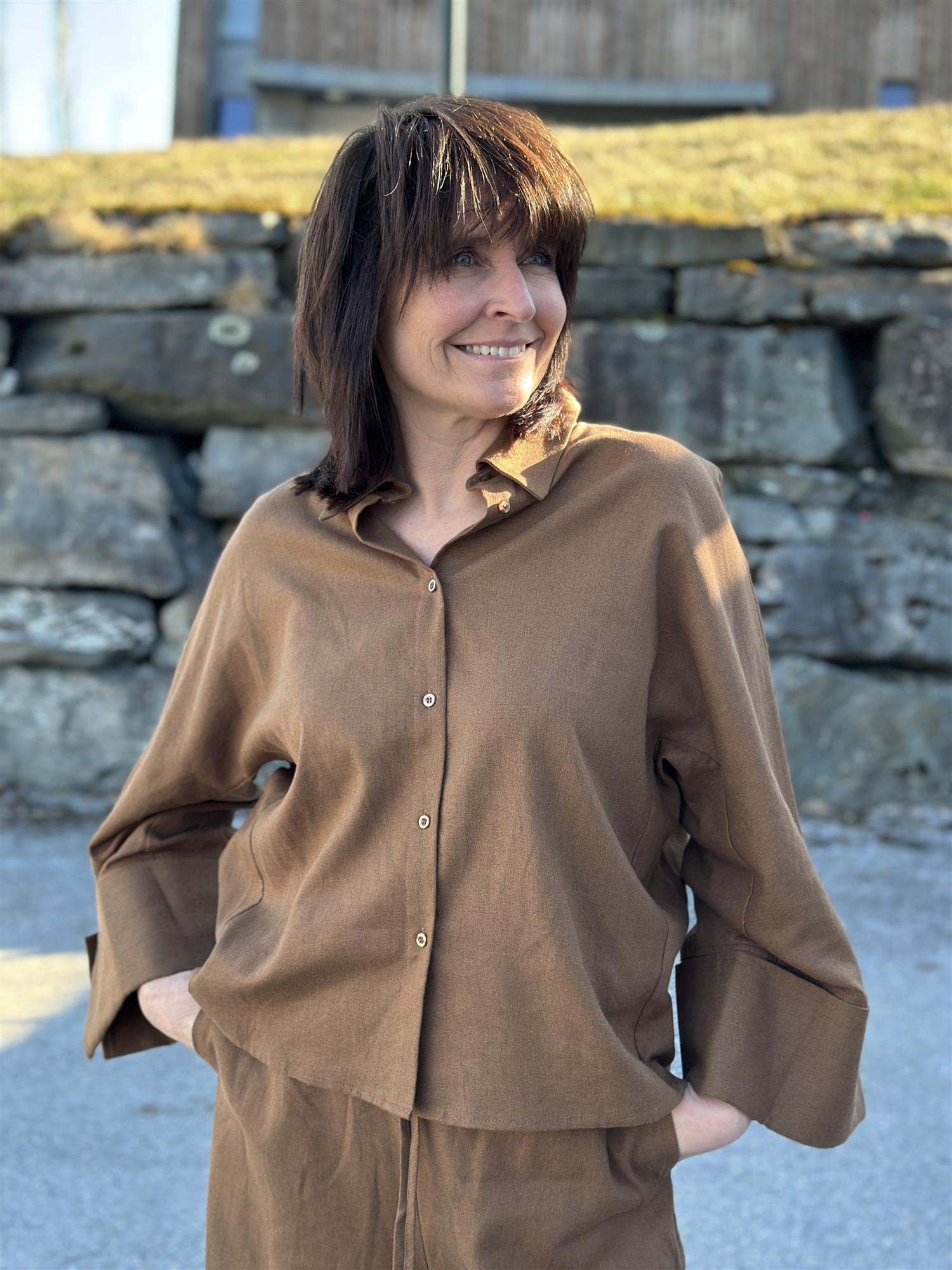 Atari Linen Shirt Chestnut Brown