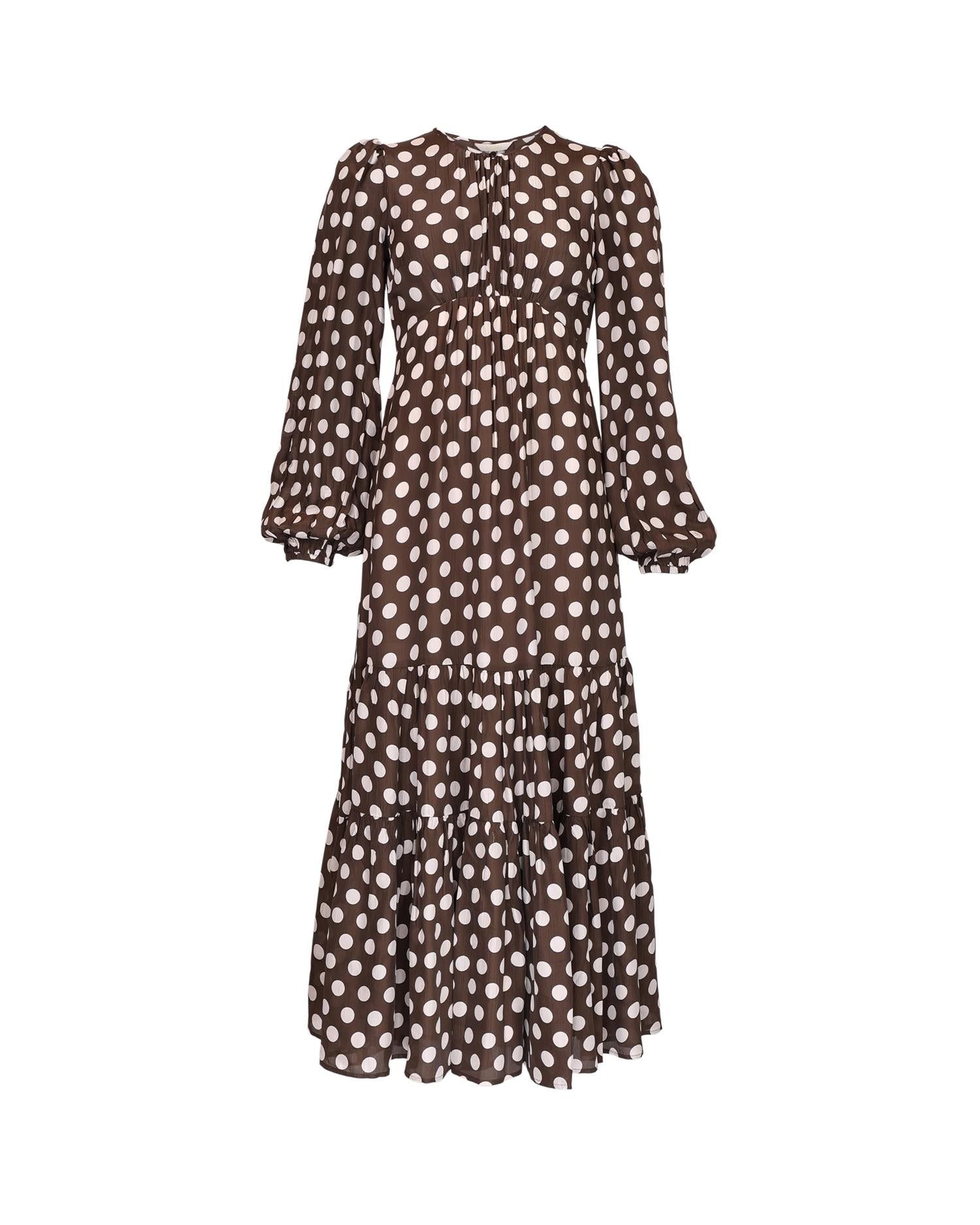 Striped Organza Midi Dress Dots