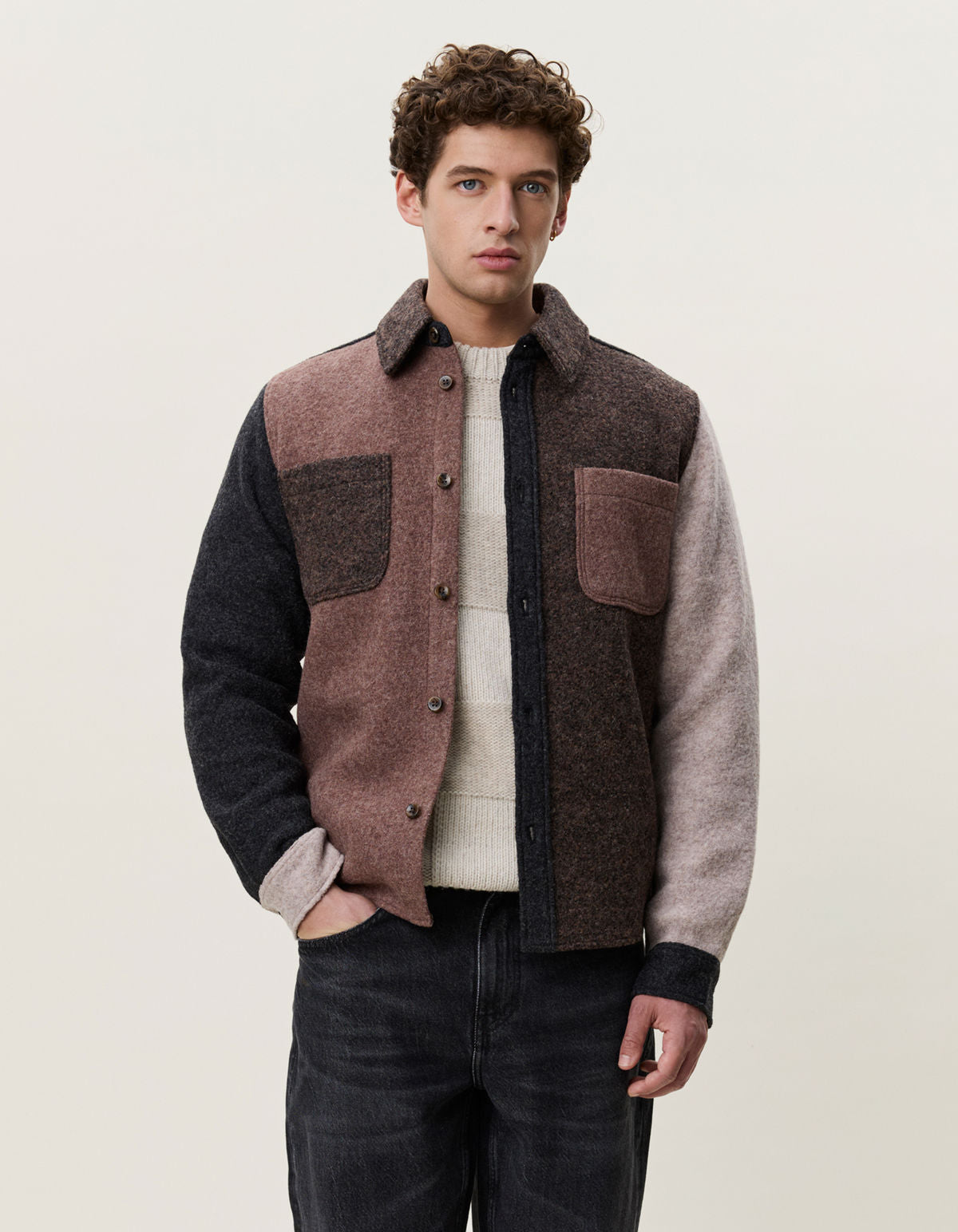 Wool Colourblock Overshirt
