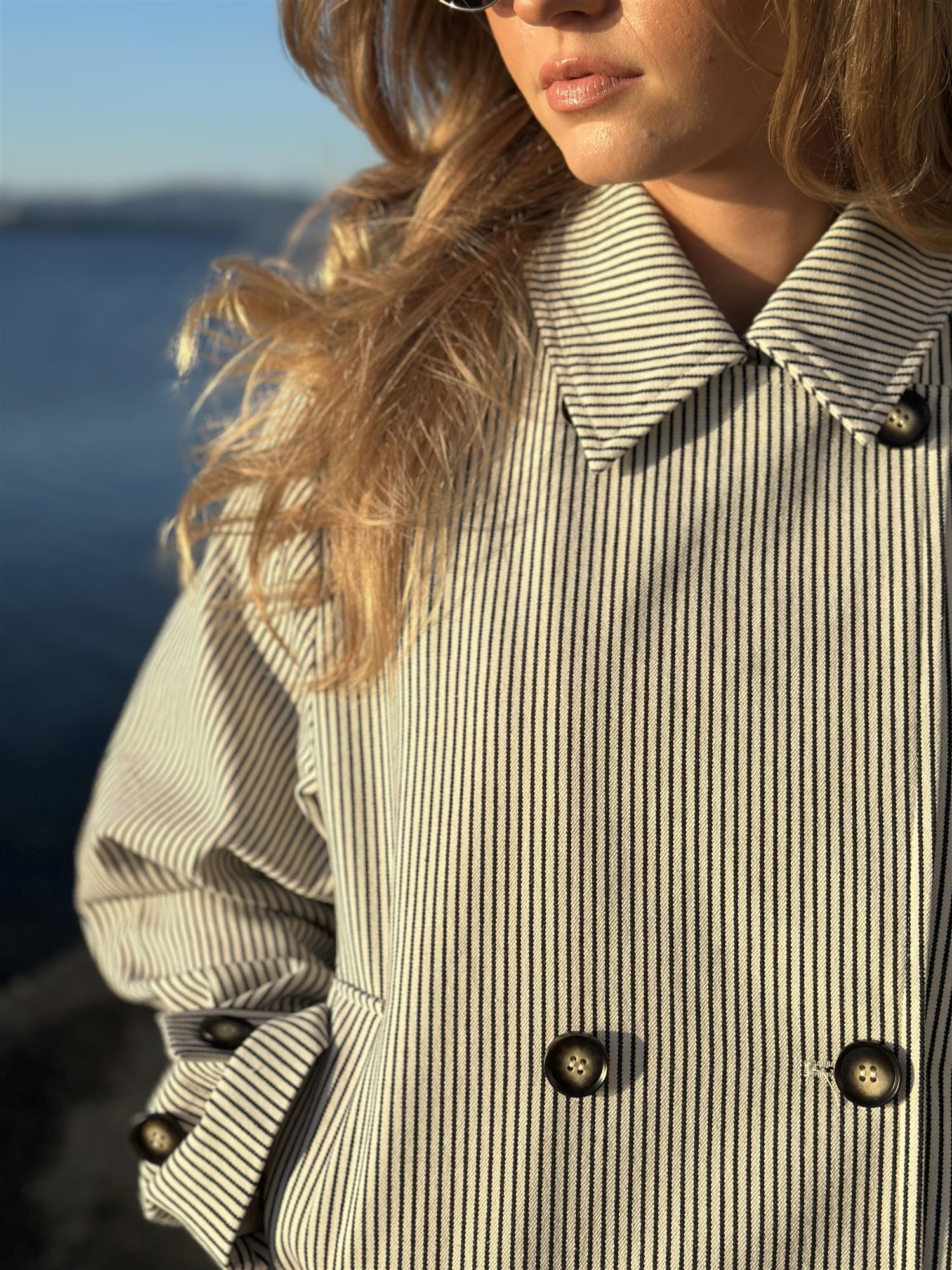 Becker Abner Jacket Black Beige Stripe