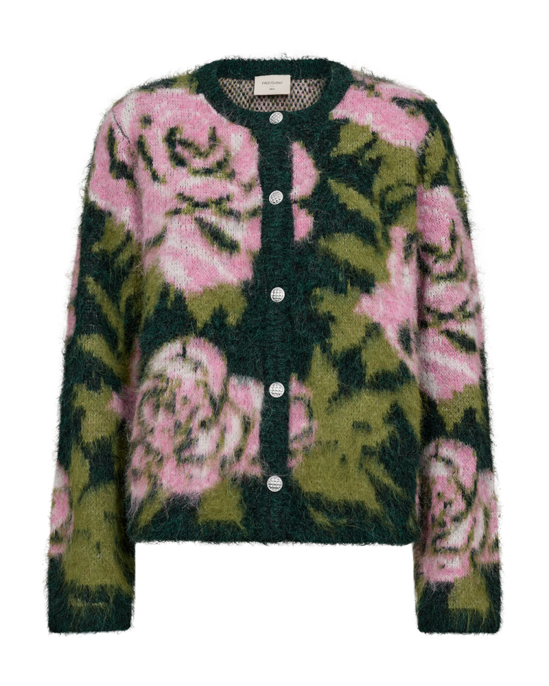 FqLippi Cardigan Deep Forest Mel w Pink Mel