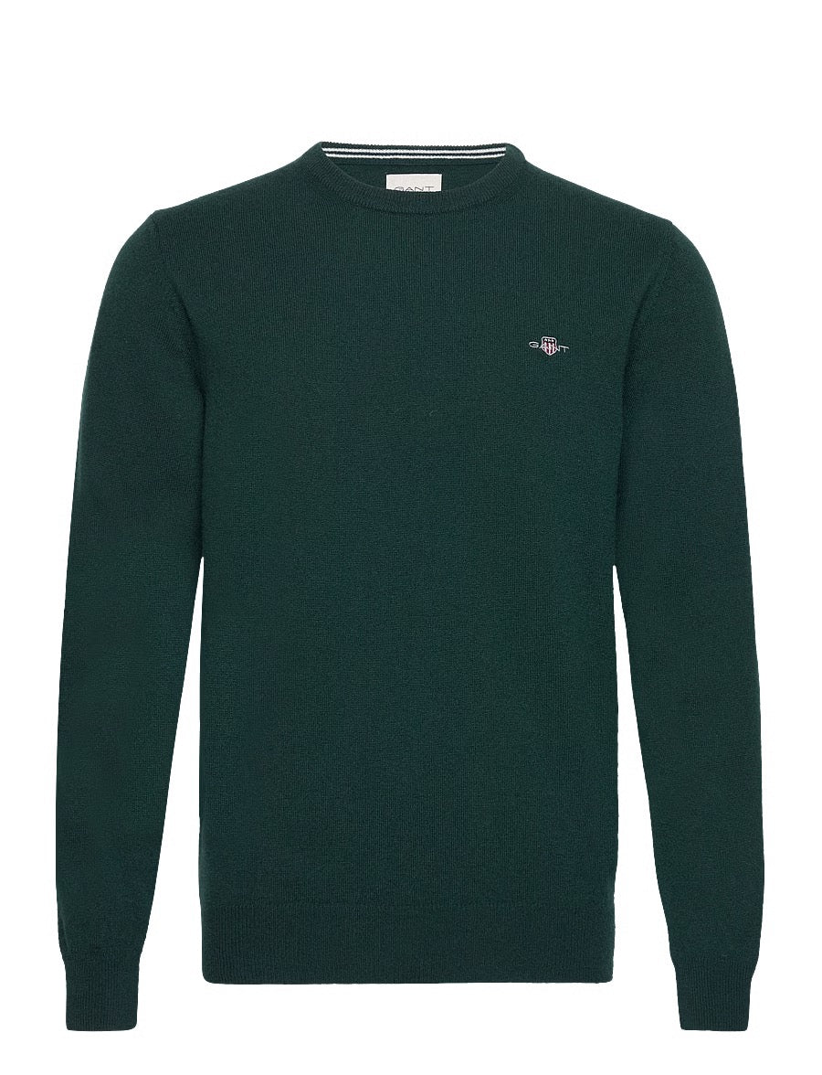 Superfine Lambswool C-Neck Dark Moss Green