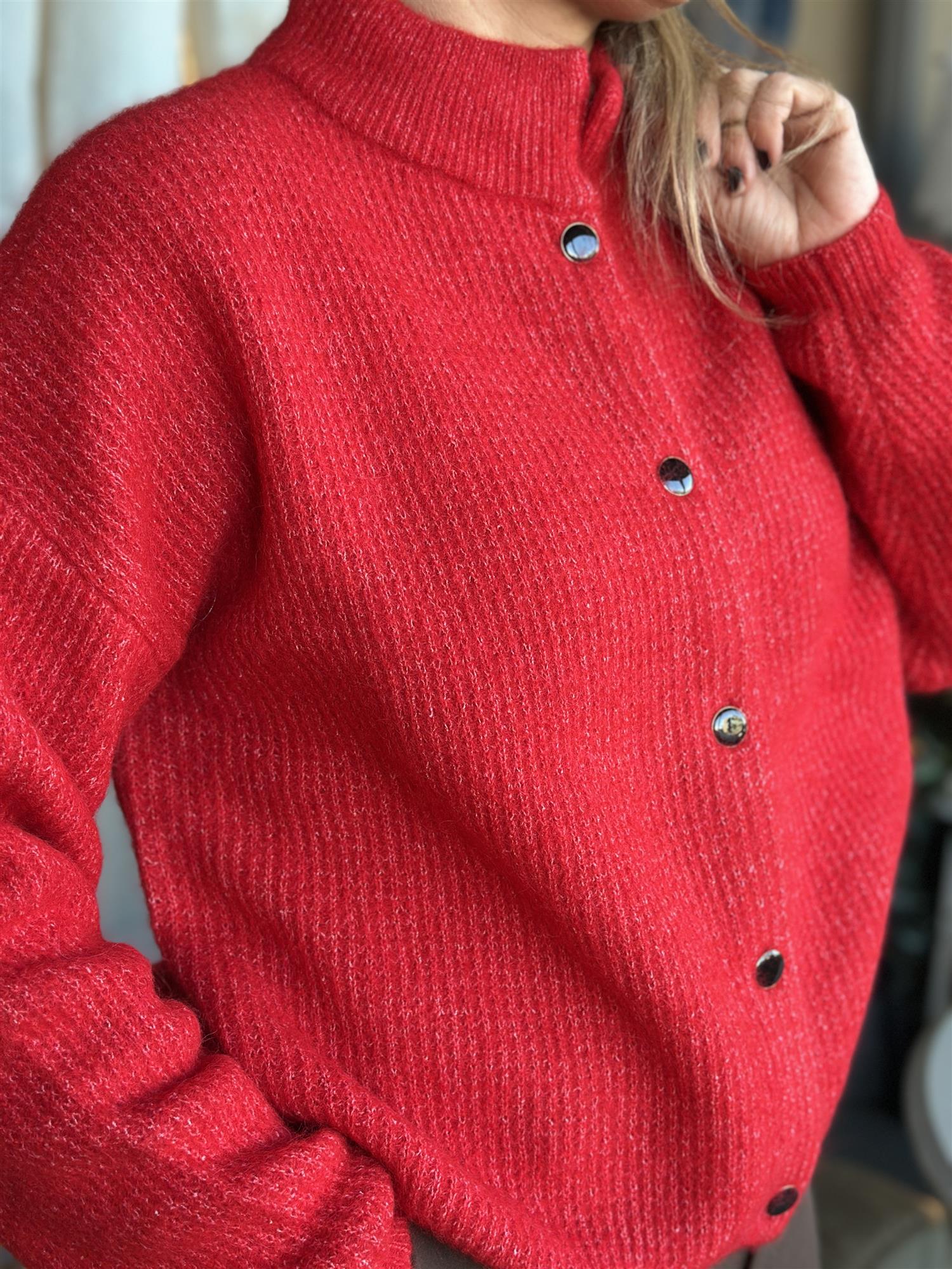 Alpha Short Cardigan Postbox Melange