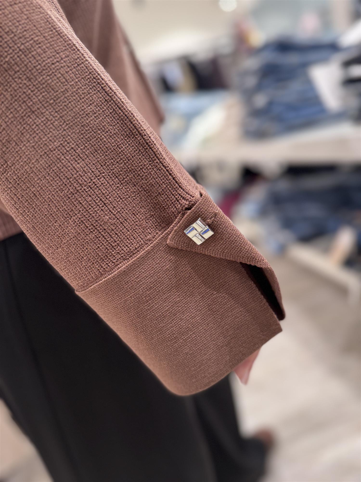Atari Rib Cardigan Walnut Brown