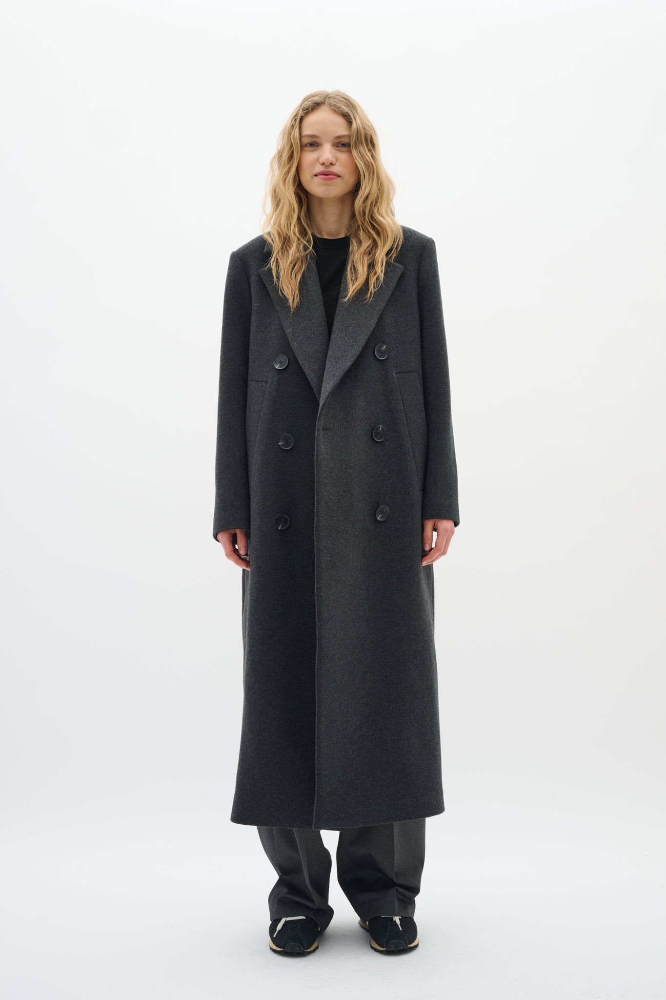 Yunah Long Coat Dark Grey Melange