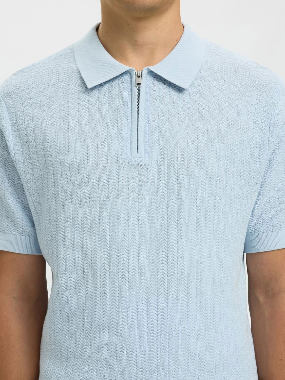 Slmcran Ss Knit Structure Zip Polo Noos