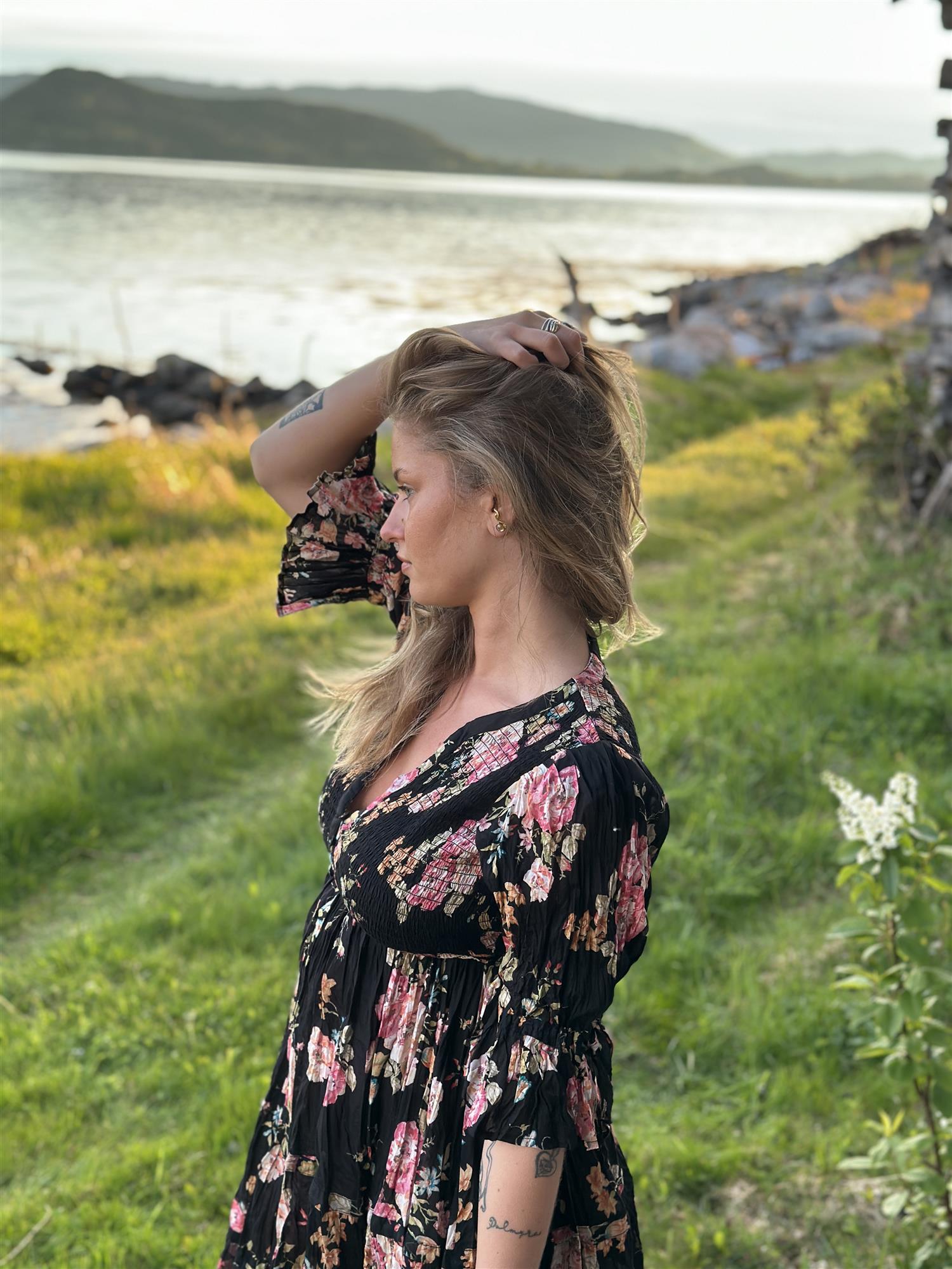 Twisted Mini Dress Midnight Blossom