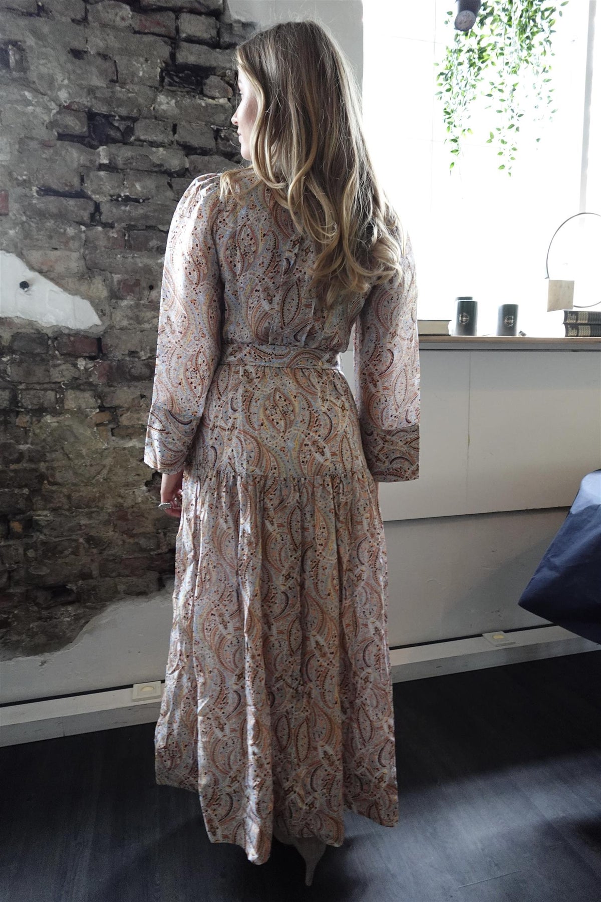 Striped Organza Belt Dress Delicate Paisley