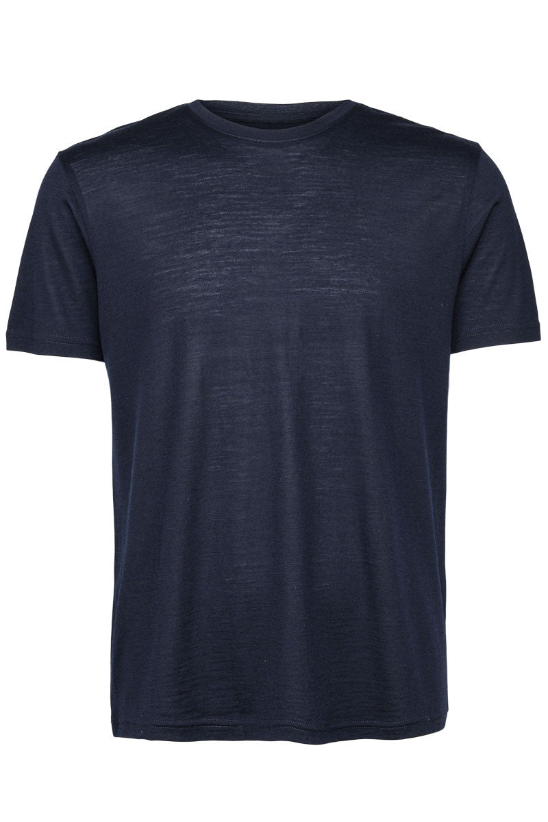 Wool Short Sleeve Top Navy