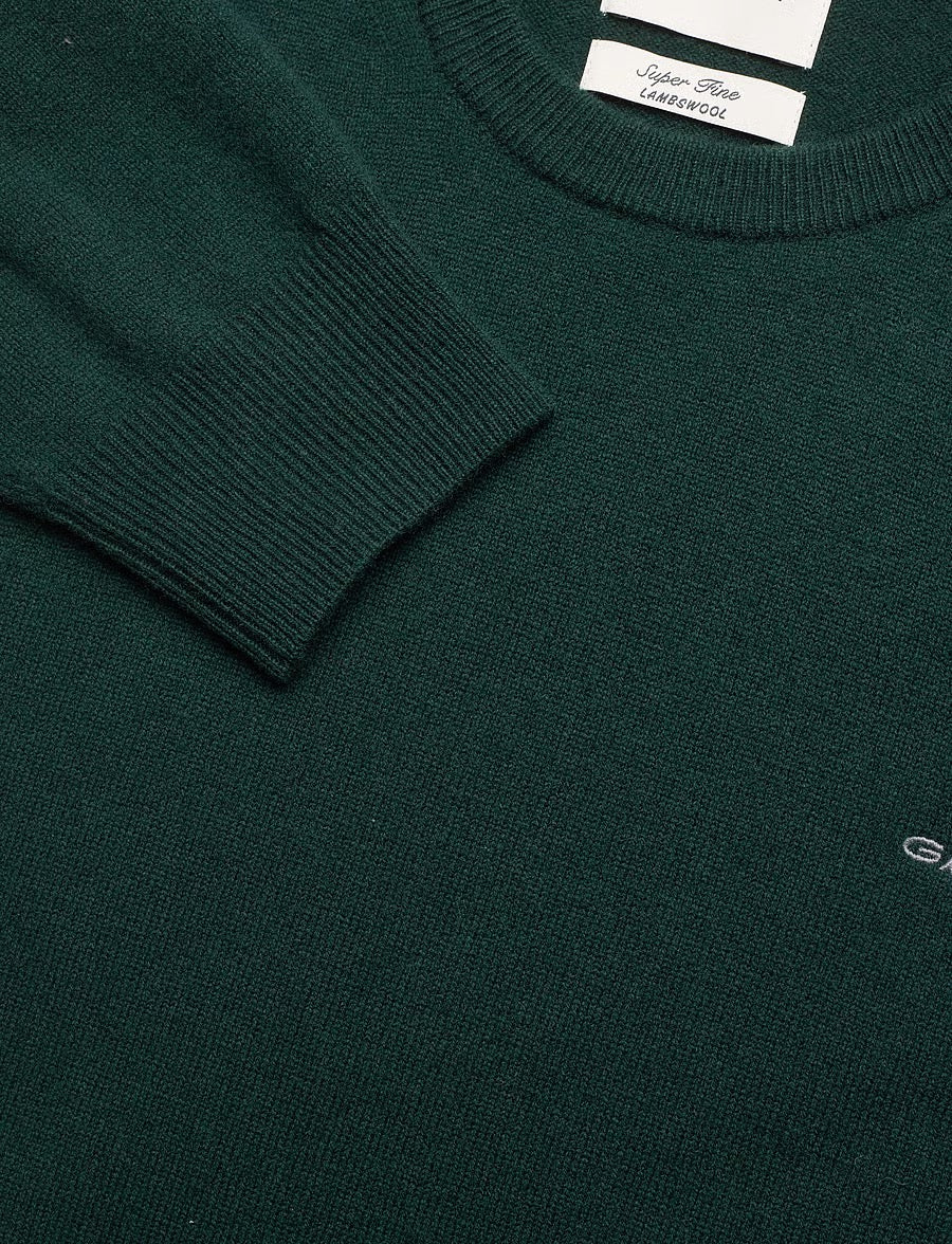 Superfine Lambswool C-Neck Dark Moss Green